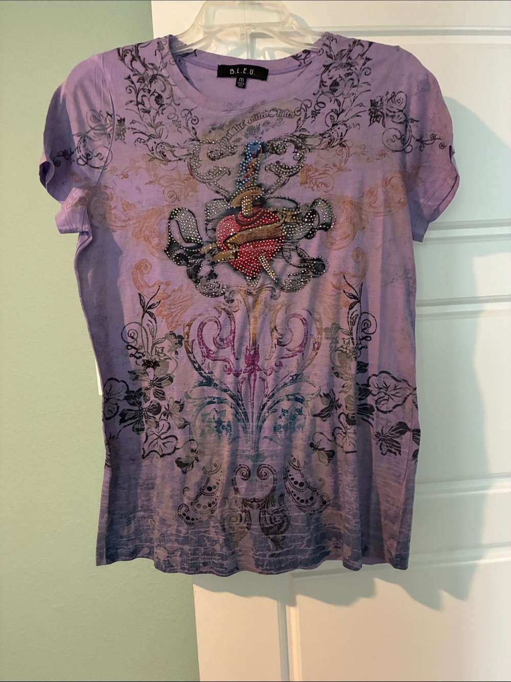 B.L.E.U. Lavender Short-Sleeve Embellished Graphic Tee
